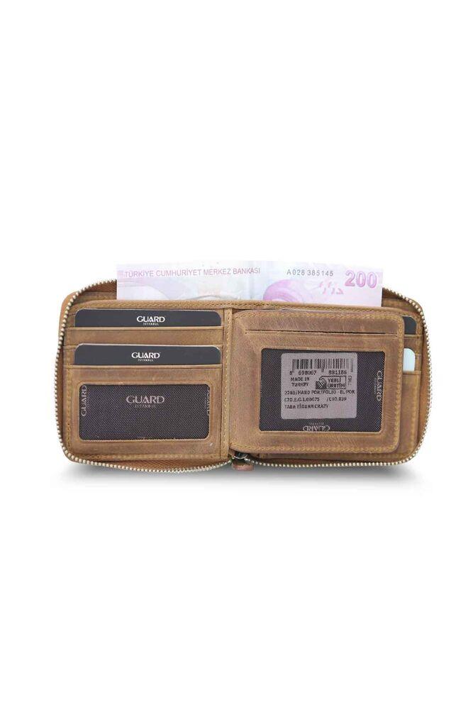 Guard Antik Taba Fermuarlı Yatay Mini Deri Cüzdan