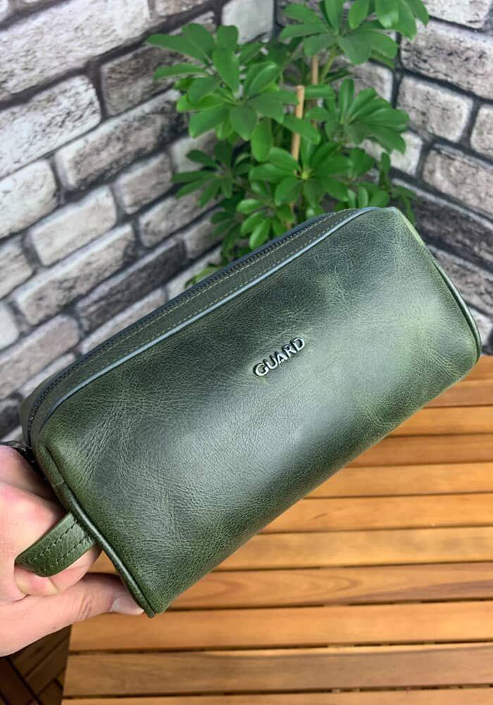 Guard Antik Yeşil  Unisex Deri El Çantası