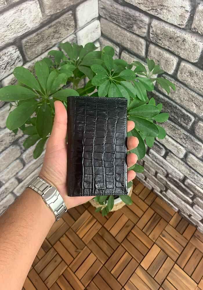 Guard Croco Baskılı Siyah Pasaport Kılıfı