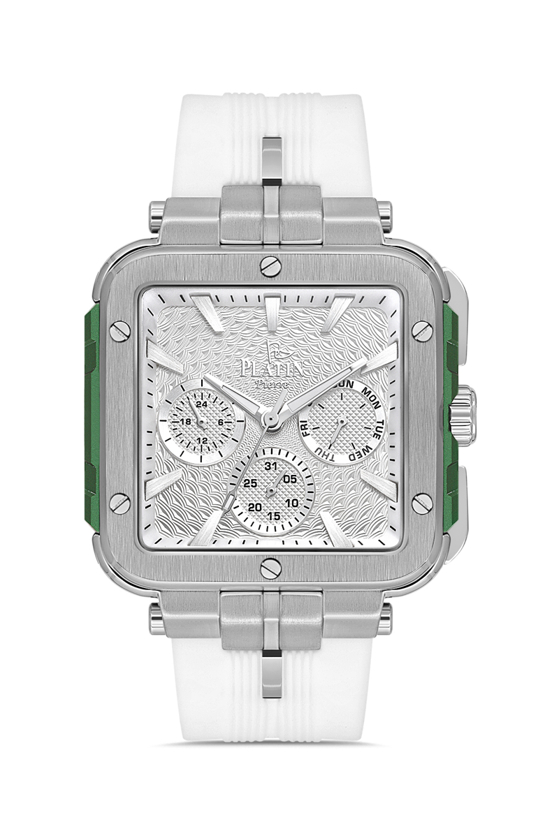 HDS-PL-1044GD-A1 Silikon Kordon Fonksiyonları Aktif Kare Erkek Kol Saati 