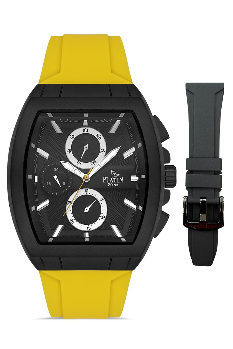 HDS-PL-1000GD-ZR2 Silikon Kordon Fonksiyonları Aktif Kare Erkek Kol Saati 
