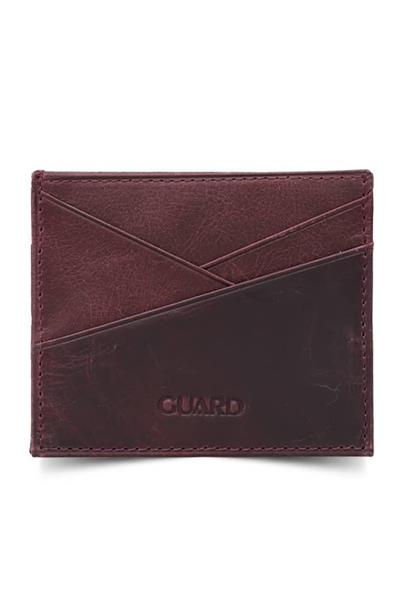 Guard Antik Bordo Hakiki Deri Kartlık