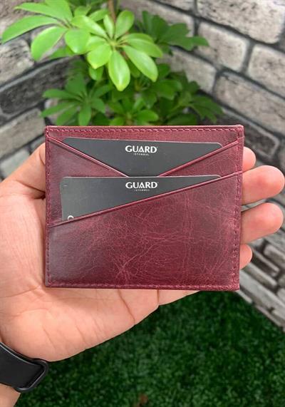Guard Antik Bordo Hakiki Deri Kartlık