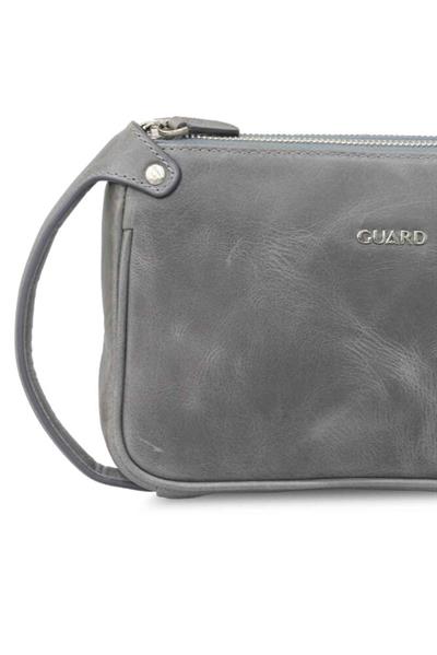 Guard Antik Gri Unisex Çift Fermuarlı El Çantası