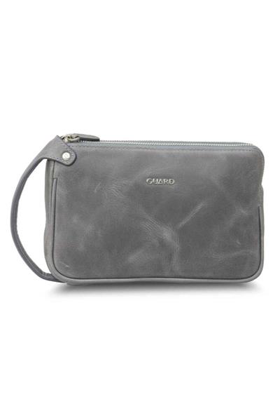 Guard Antik Gri Unisex Çift Fermuarlı El Çantası