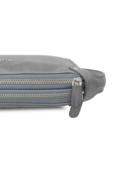 Guard Antik Gri Unisex Çift Fermuarlı El Çantası