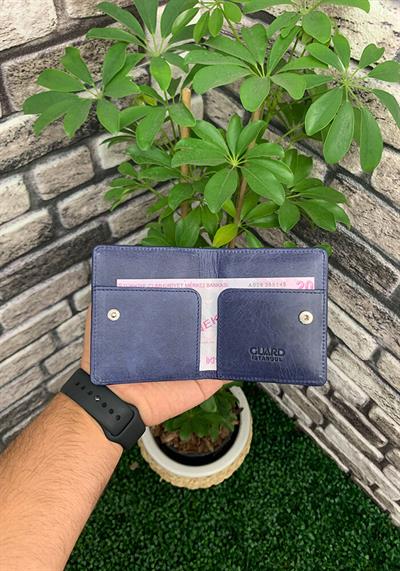 Guard Antik Lacivert Patlı Tasarım Deri Kartlık