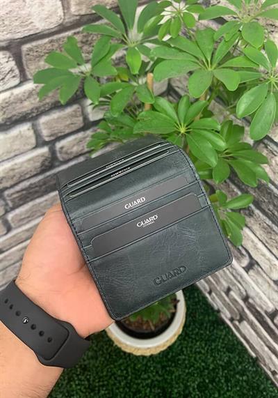 Guard Antik Siyah Patlı Tasarım Deri Kartlık