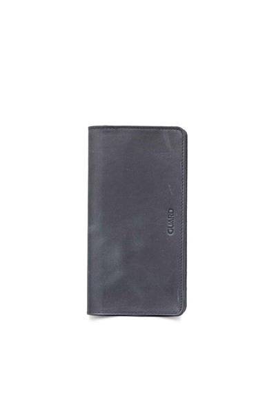 Guard Antik Siyah Telefon Girişli Deri Erkek/Kadın Portföy Cüzdan