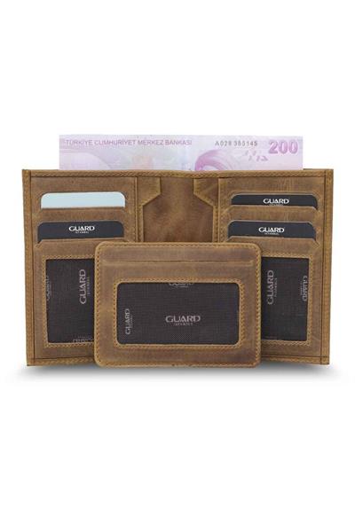 Guard Antik Taba Gizli Kartlıklı  Deri Erkek Cüzdanı