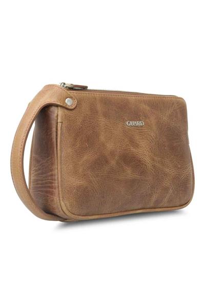 Guard Antik Taba Unisex Çift Fermuarlı El Çantası