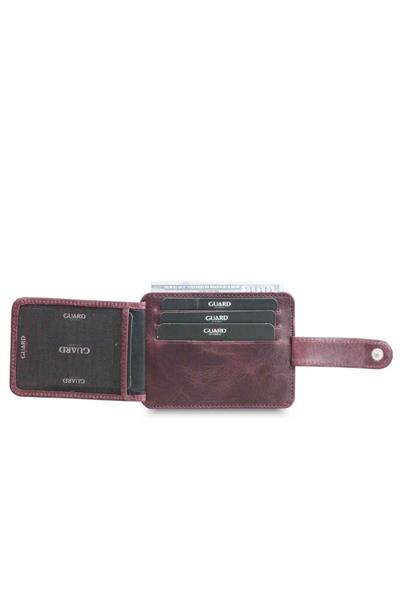 Guard Dikey Crazy Bordo Deri Kartlık