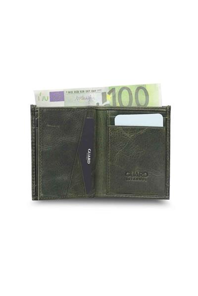 Guard Minimal Antik Yeşil Deri Erkek Cüzdanı