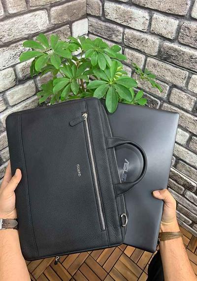 Guard Siyah Deri Özel Üretim Laptop ve Evrak Çantası