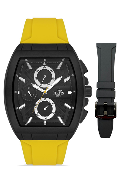 HDS-PL-1000GD-ZR2 Silikon Kordon Fonksiyonları Aktif Kare Erkek Kol Saati 