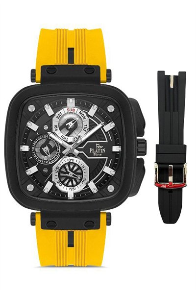 HDS-PL-1038GD-ZR2 Silikon Kordon Fonksiyonları Aktif Kare Erkek Kol Saati 