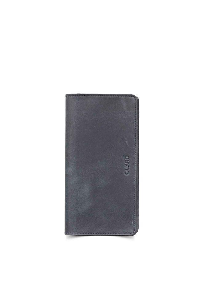 Guard Antik Siyah Telefon Girişli Deri Erkek/Kadın Portföy Cüzdan