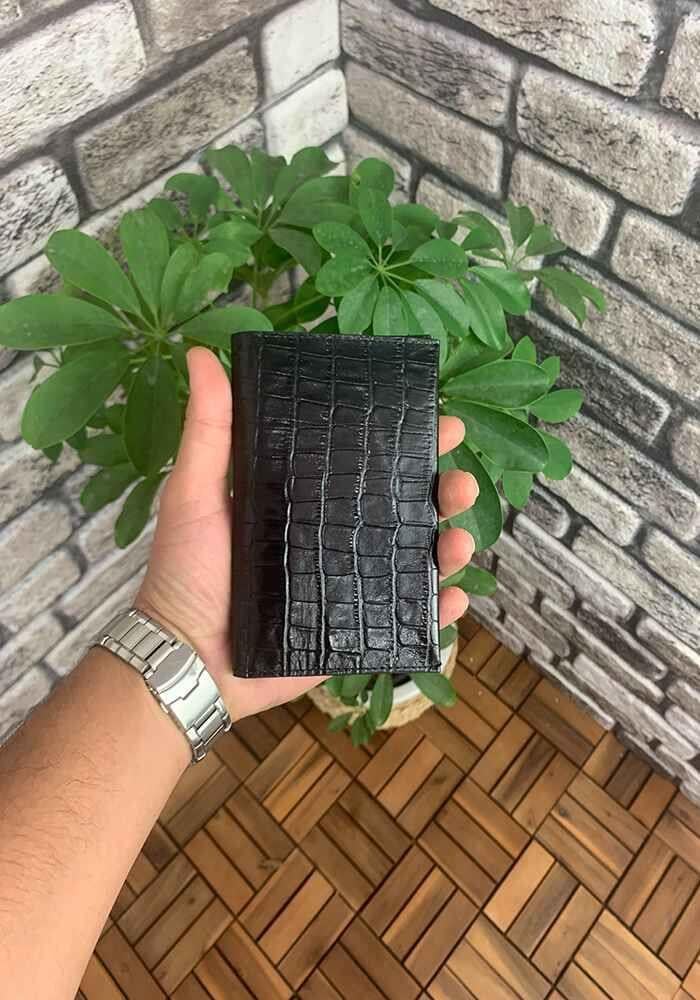 Guard Croco Baskılı Siyah Pasaport Kılıfı