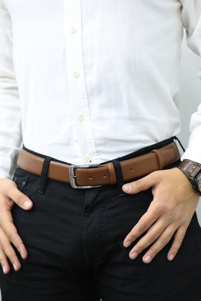 Guard Taba Klasik Deri Erkek Kemeri - 3,5 Cm