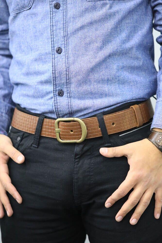 Guard Taba Örgü Desen Deri Kemer