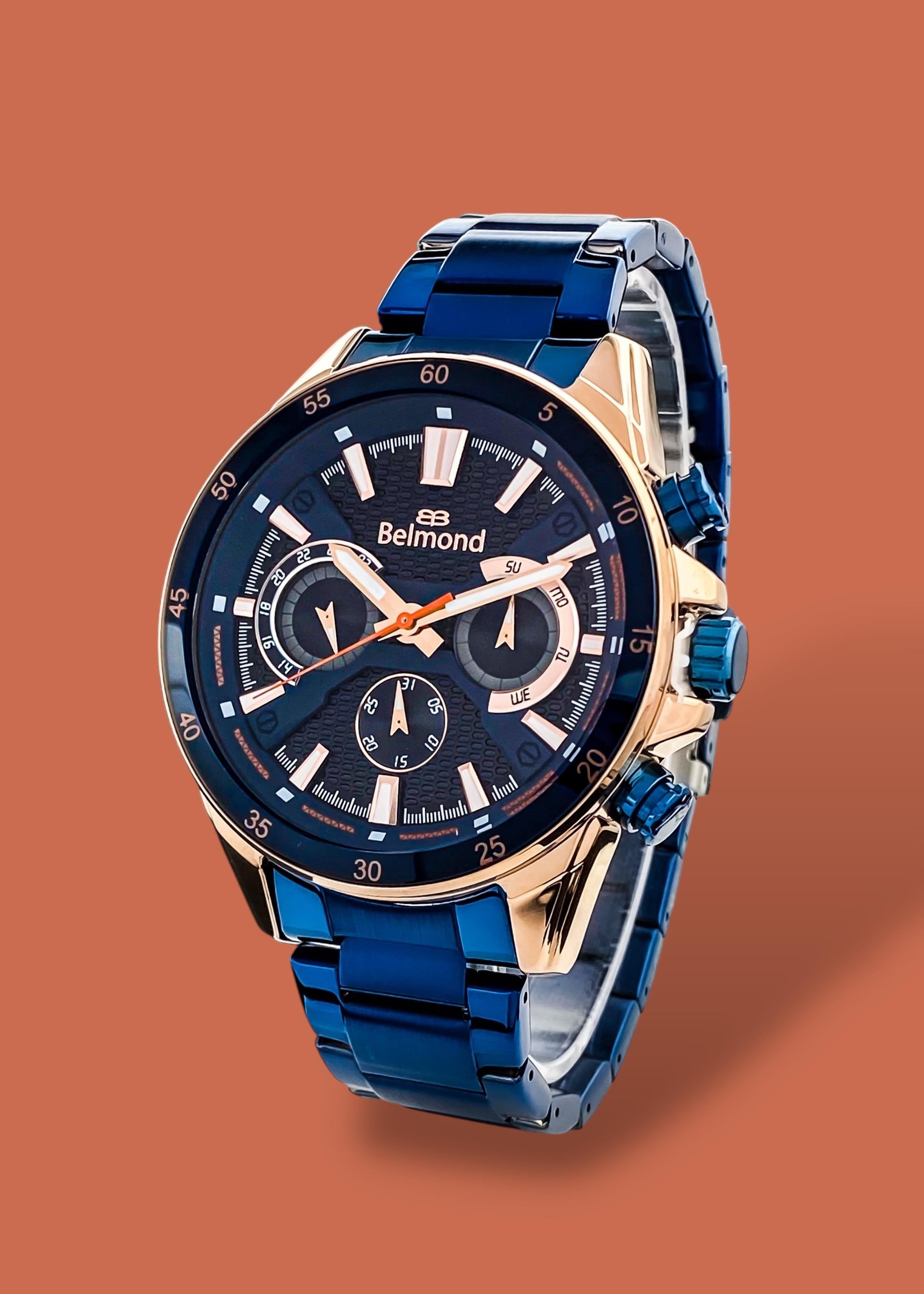 Orijinal 2 Yıl Garantili Rose Gold Lacivert Renk Fonksiyonları Aktif 5 Atm Su Geçirmez Çelik Kordon Erkek Kol Saati