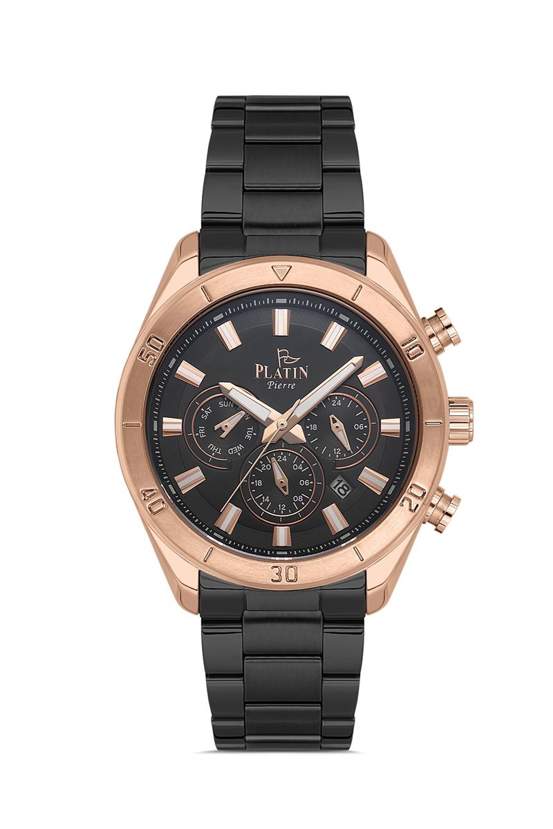 Siyah Rose Gold Renk Çelik Kordon 3 Atm Su Geçirmez Fonksiyonları Aktif Orijinal 2 Yıl Garantili Erkek Kol Saati 