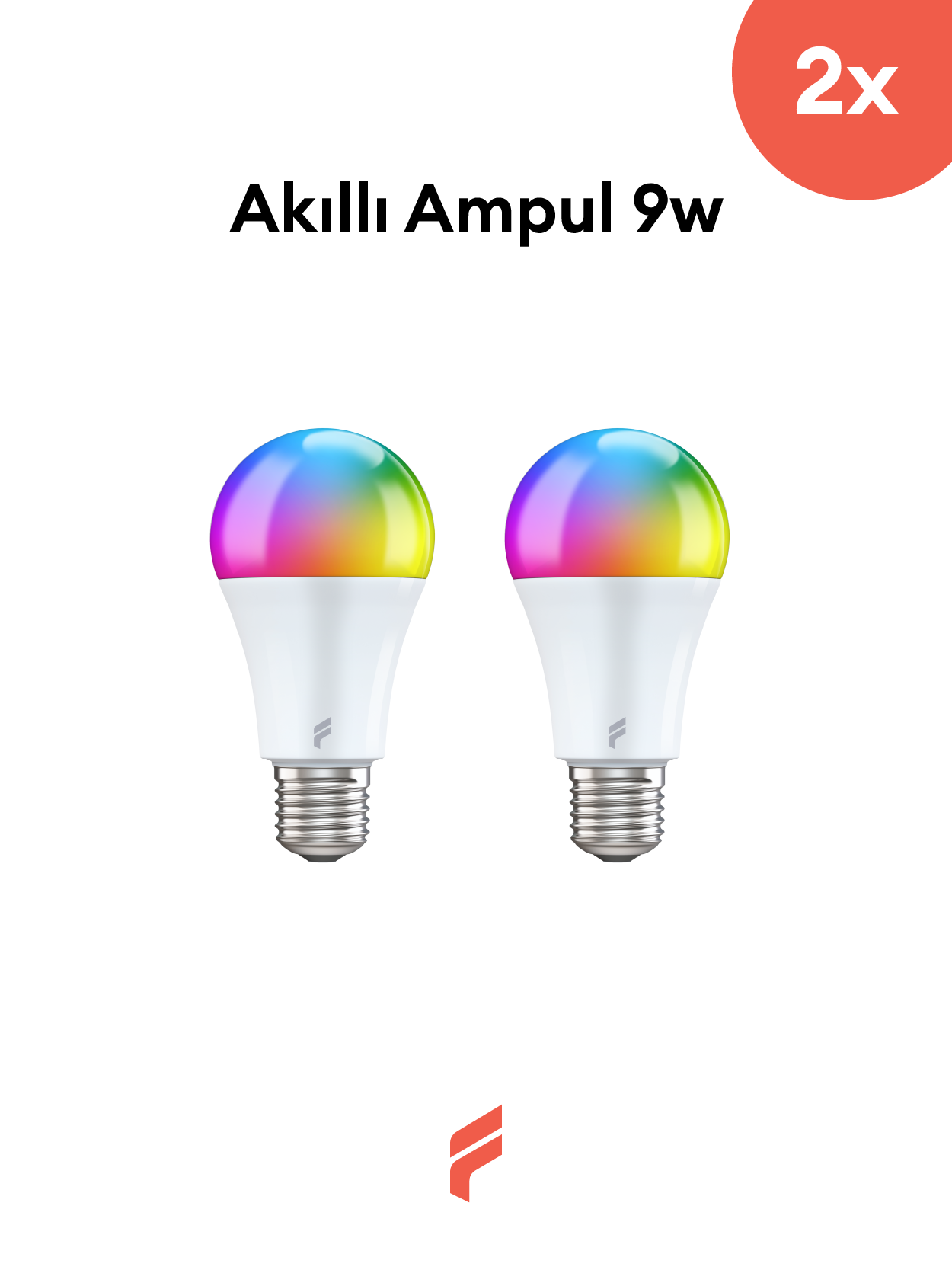 Akıllı Led Ampul 2'li Set, 9w, Titreşimsiz, 16.7 Milyon Renk, Sesli Kontrol, 2 Yıl Garantili