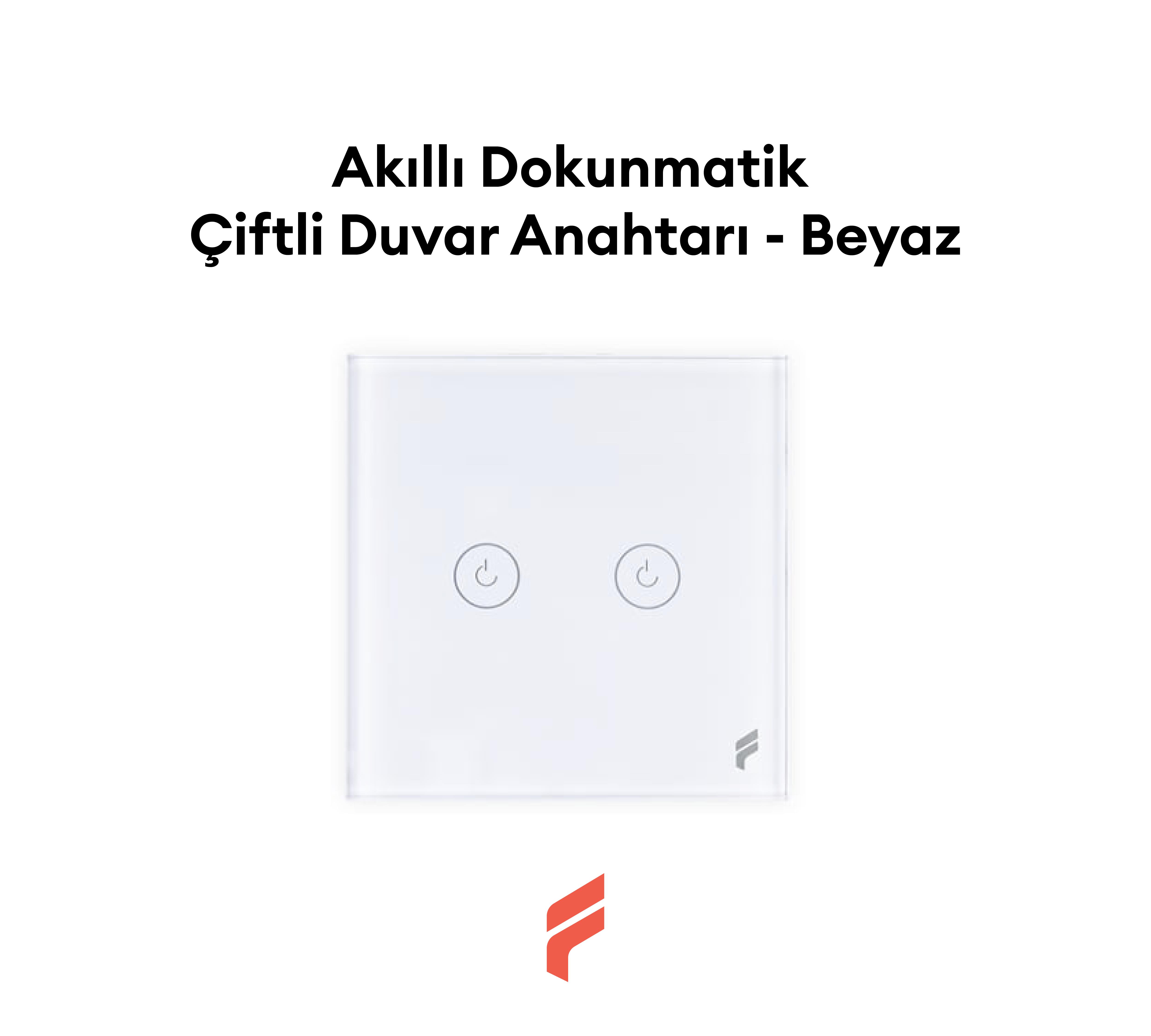 Akıllı Dokunmatik Çiftli Duvar Anahtarı - Beyaz