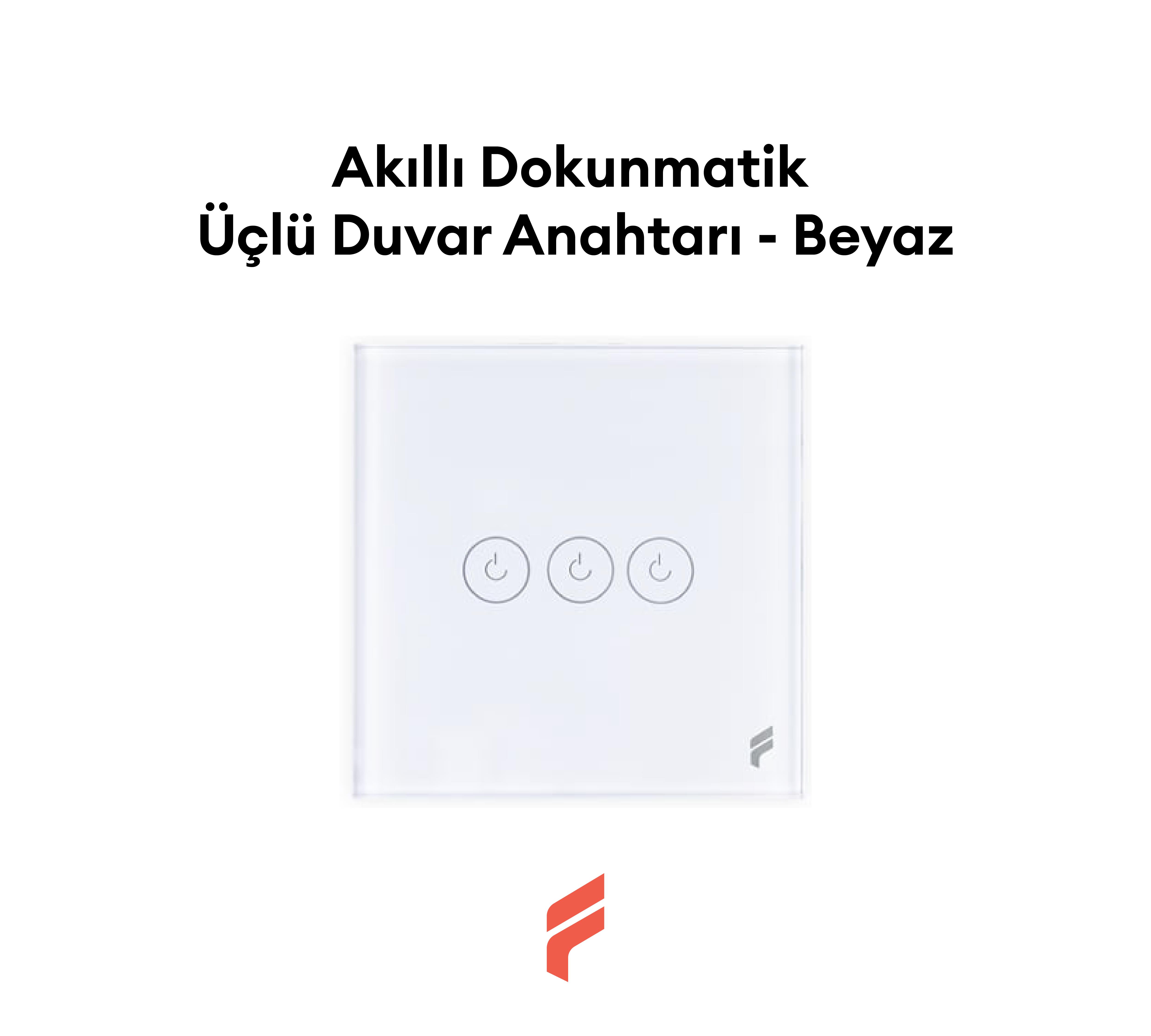 Akıllı Dokunmatik Üçlü Duvar Anahtarı - Beyaz