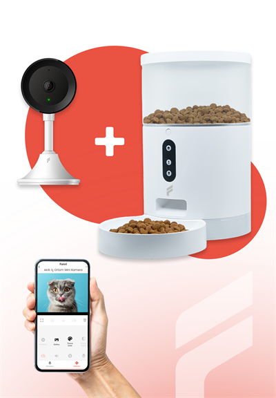 Kedi Köpek Akıllı Mama Kabı Otomatik Mama Kabı Wifi ve Akıllı Güvenlik Kamerası Uzaktan Kontrol