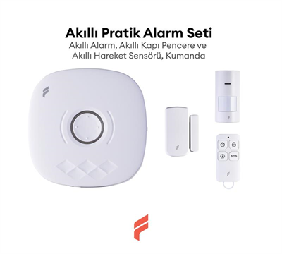 Akıllı Pratik Alarm Seti; Akıllı Alarm, Akıllı Kapı Pencere Sensörü, Akıllı Hareket Sensörü, Kumanda