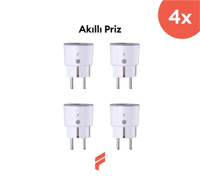 Akıllı Priz (16 Amper) 4'lü Set, Uzaktan Kontrol, WiFi, Anlık Enerji Tüketim Takip, Zamanlayıcı, Tuya