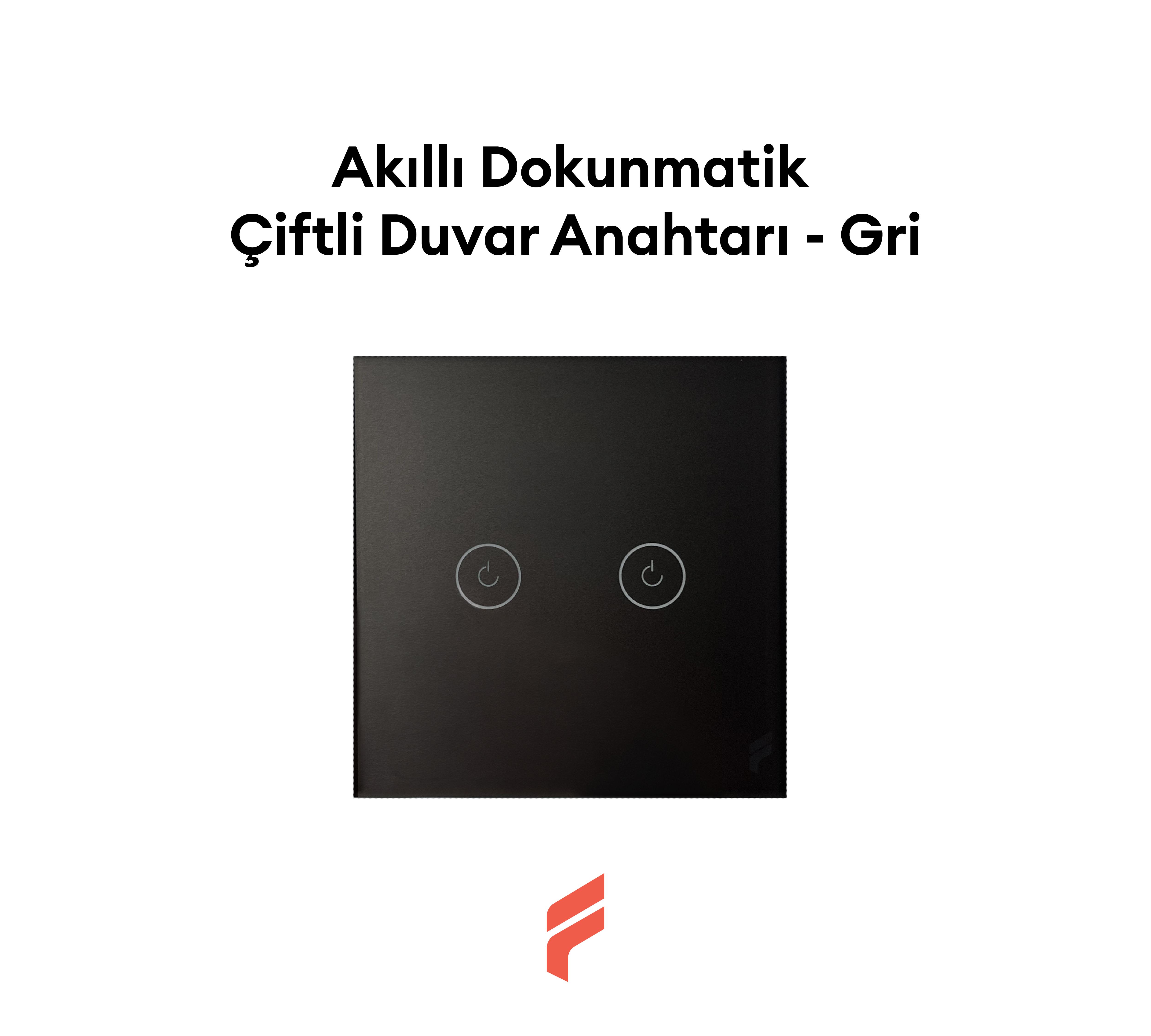 Akıllı Dokunmatik Çiftli Duvar Anahtarı - Gri