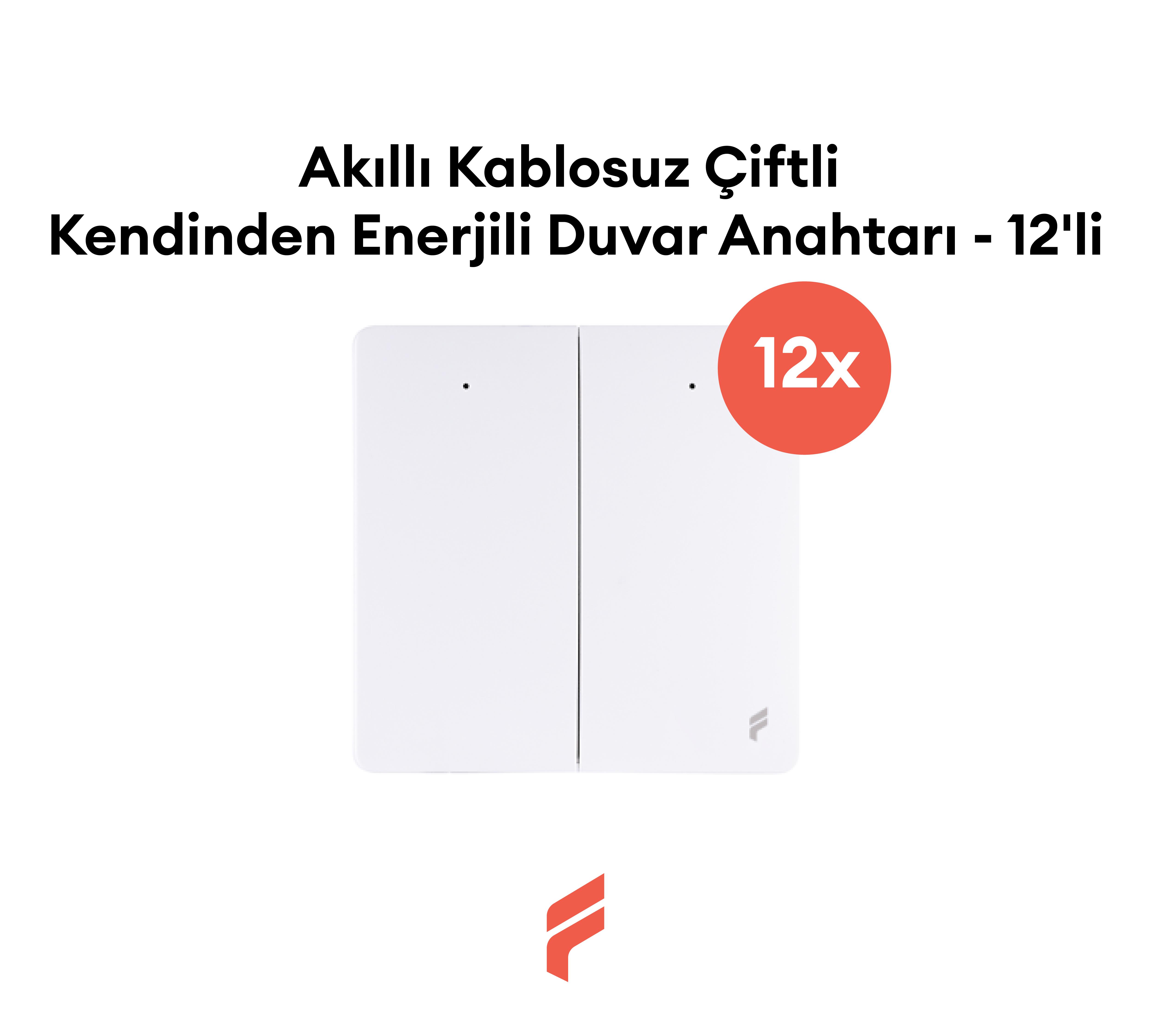 Akıllı Kablosuz Çiftli Kendindne Enerjili Duvar Anahtarı - 12'li