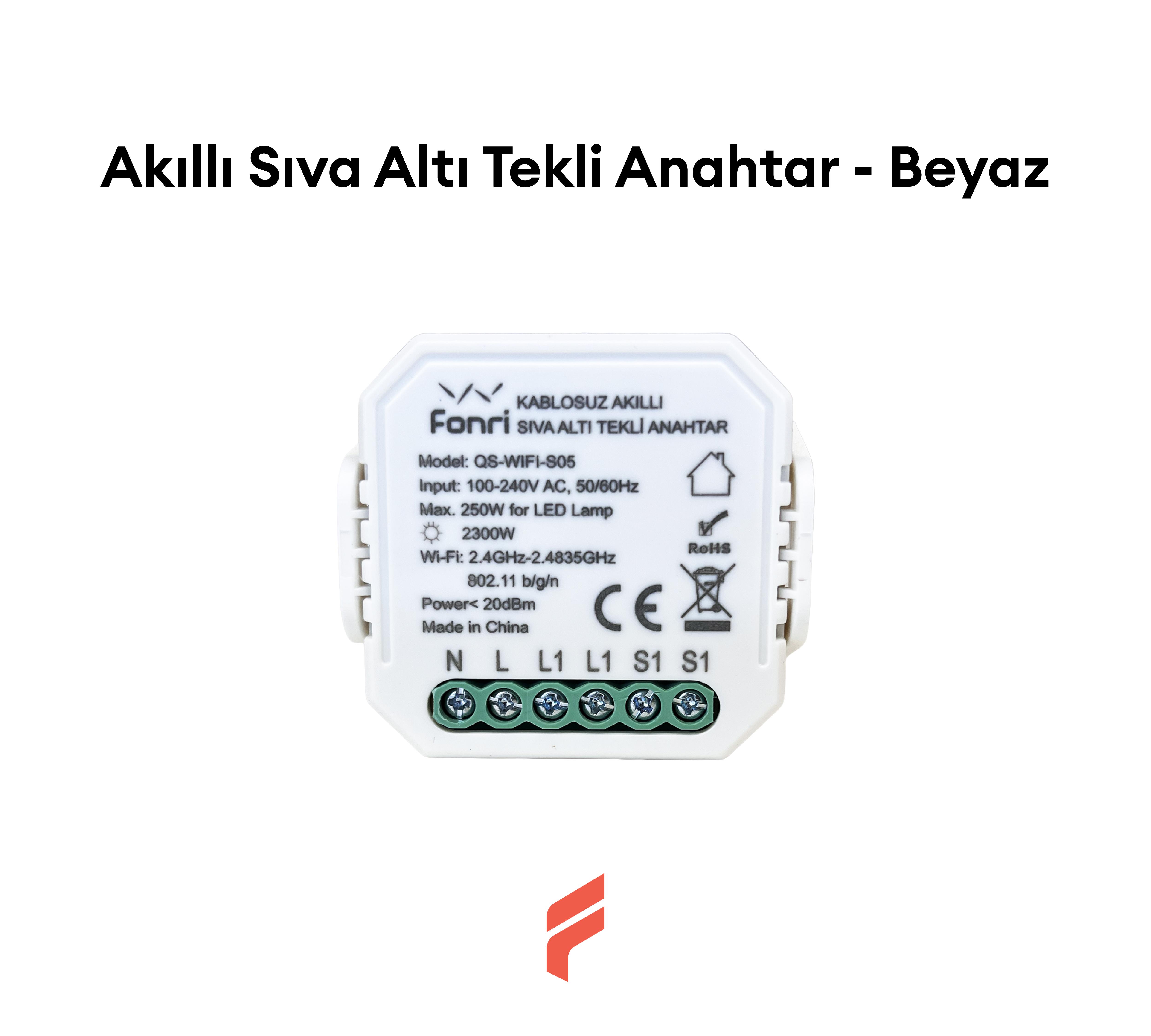 Akıllı Sıva Altı Tekli Anahtar - Beyaz