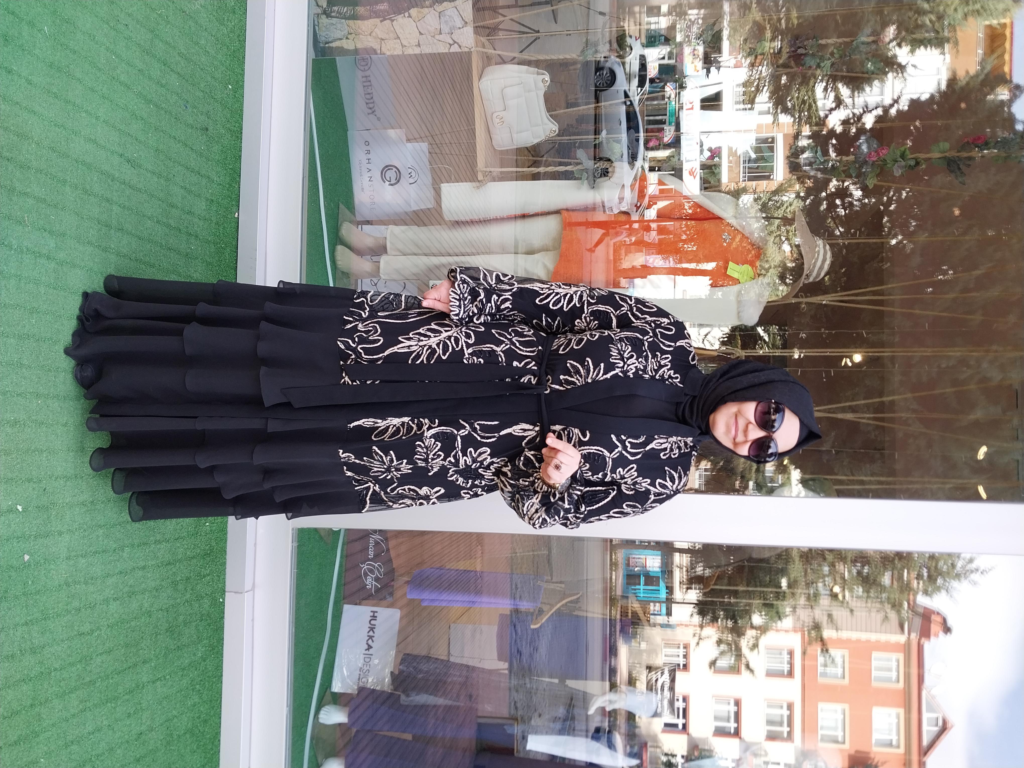 ORHAN STORE İKİLİ TAKIM ABAYA SİYAH GOLD 1495