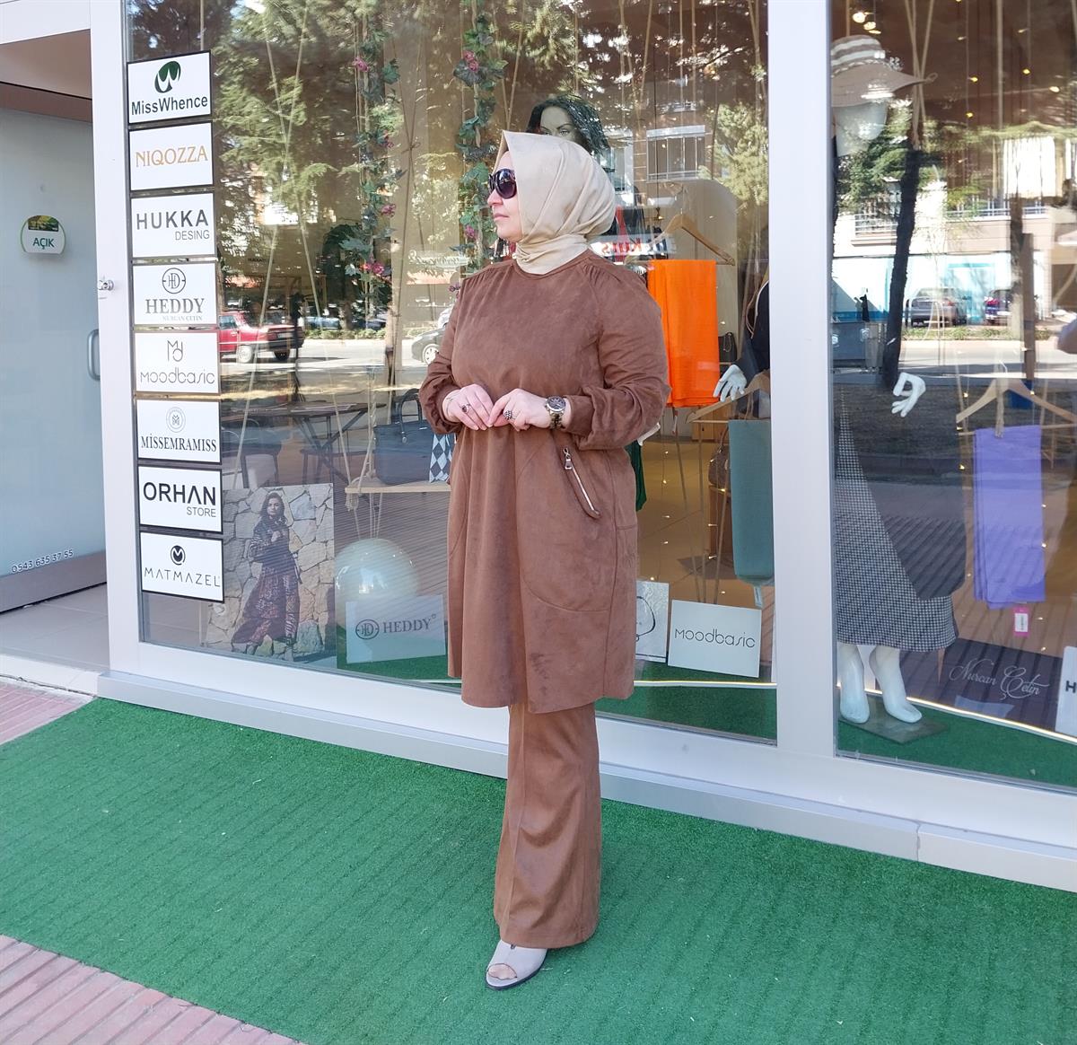 MİSSWHENCE BOL PAÇA SÜET PANTOLON TABA 34108