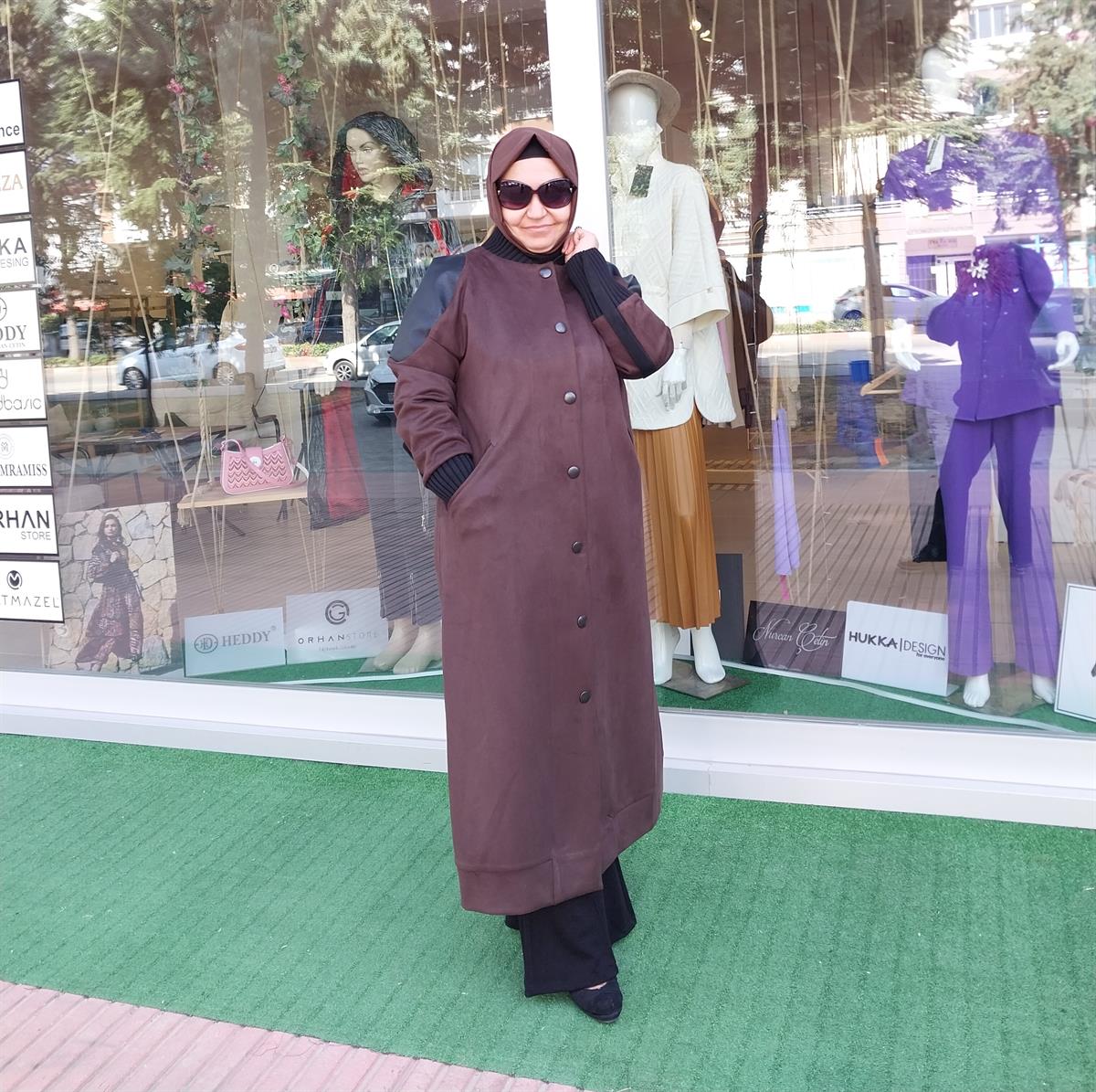 MİSSWHENCE DERİ DETAYLI SÜET PARDESÜ KAHVERENGİ 34514