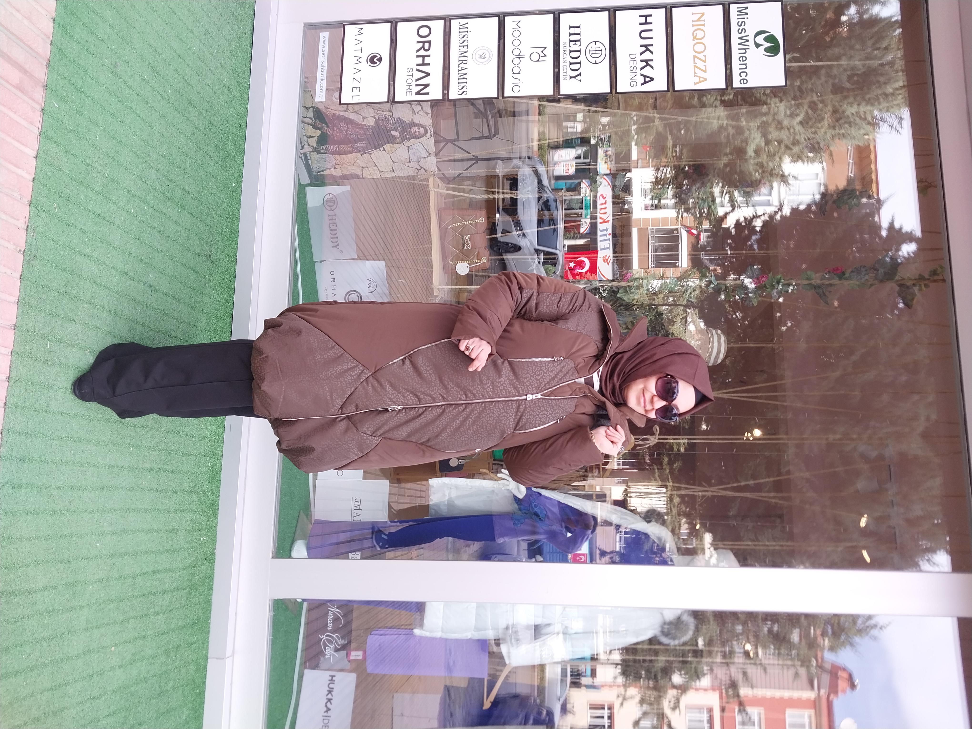 MİSSWHENCE FERMUAR DETAYLI DESENLİ ŞİŞME MONT KAHVERENGİ 34506