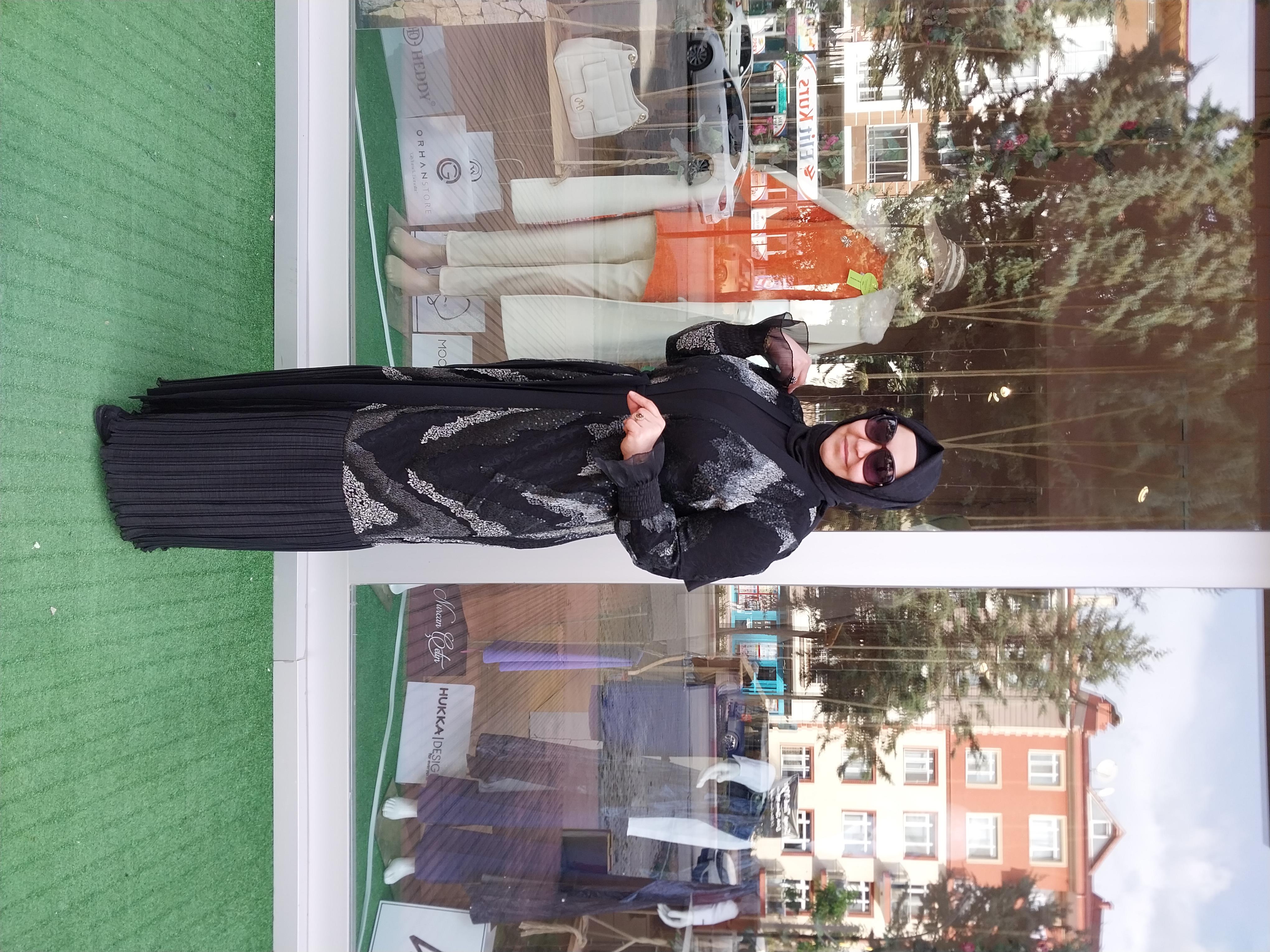 ORHAN STORE İKİLİ TAKIM ABAYA SİYAH GÜMÜŞ 1785
