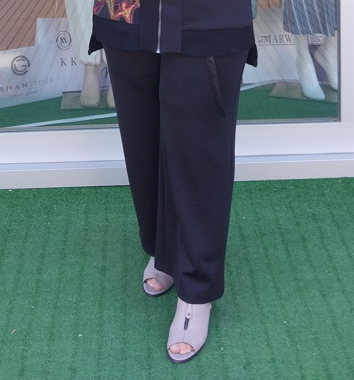 HUKKA FUŞYA KEMER DETAYLI PANTOLON SİYAH 23HK1004