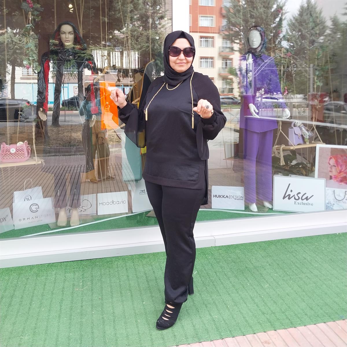 HUKKA ZİNCİR KOLYELİ TUNİK SİYAH 23HK1075