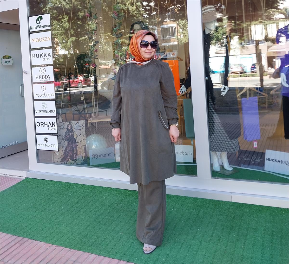 MİSSWHENCE BOL PAÇA SÜET PANTOLON HAKİ 34108