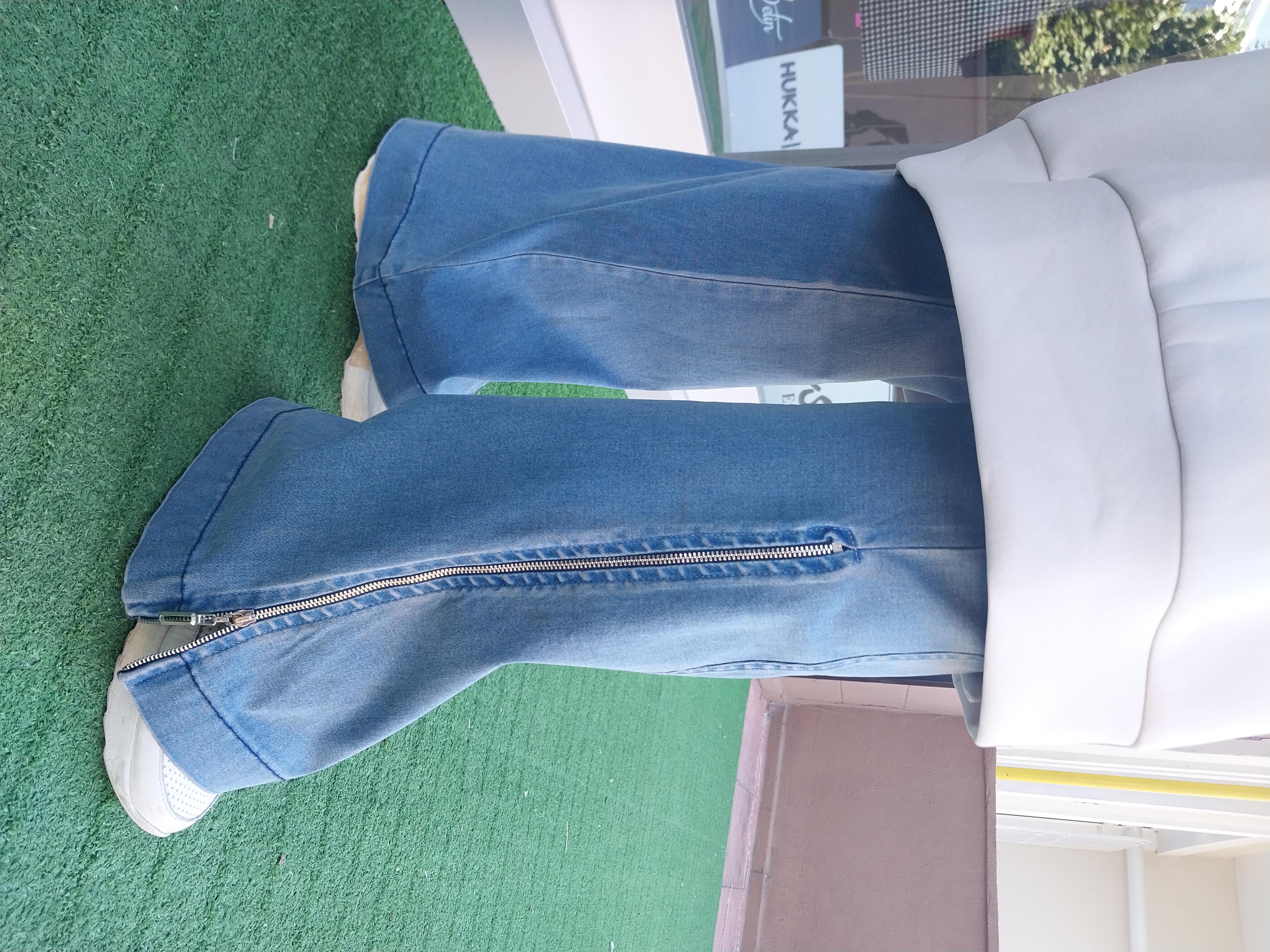 MİSSWHENCE PAÇASI FERMUAR DETAYLI JEAN PANTOLON MAVİ 34126