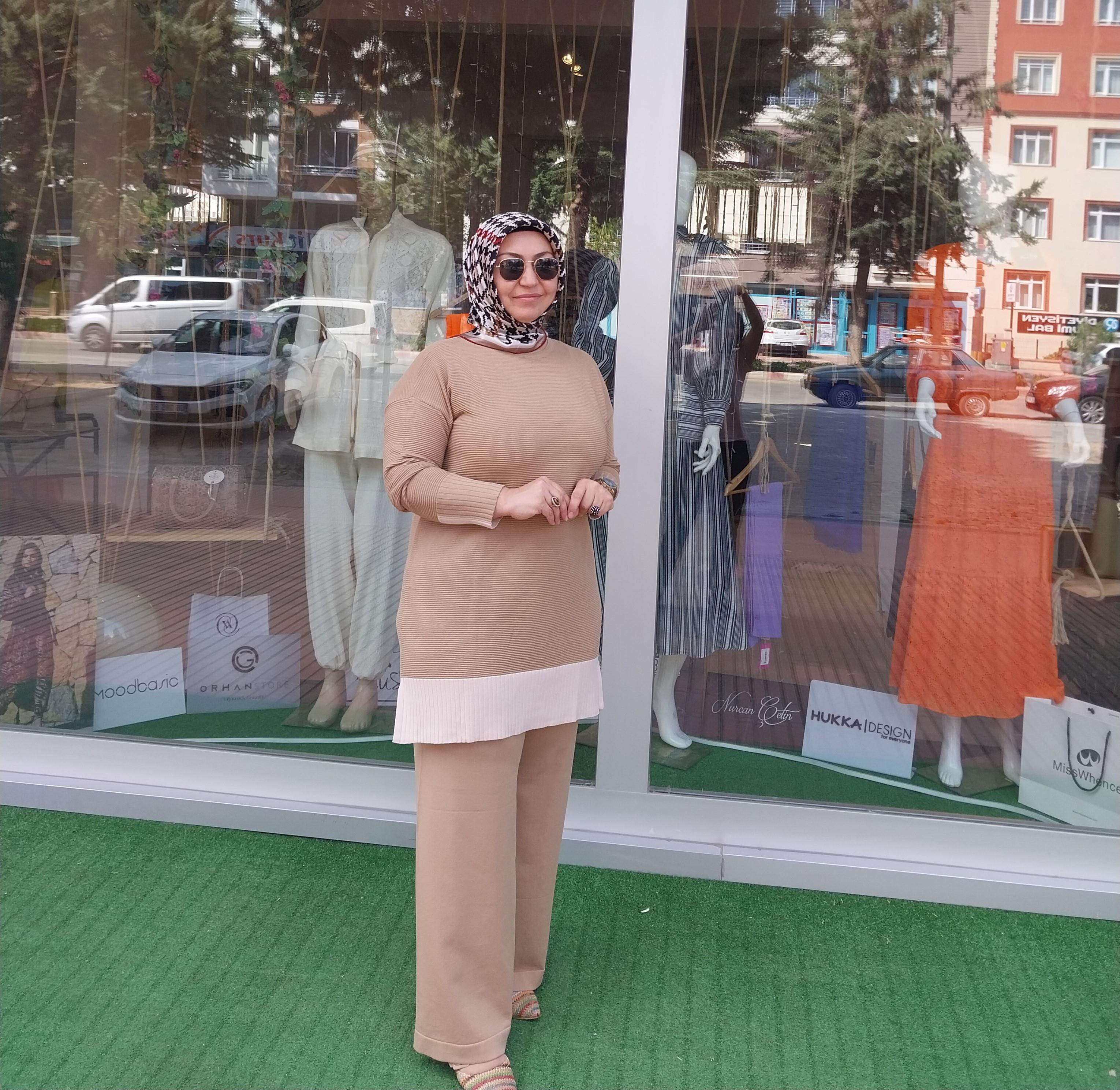 NUSS MERSERİZE DESENLİ TRİKO PANTOLONLU TAKIM MOCHA-BEJ NS-23K-605TKM