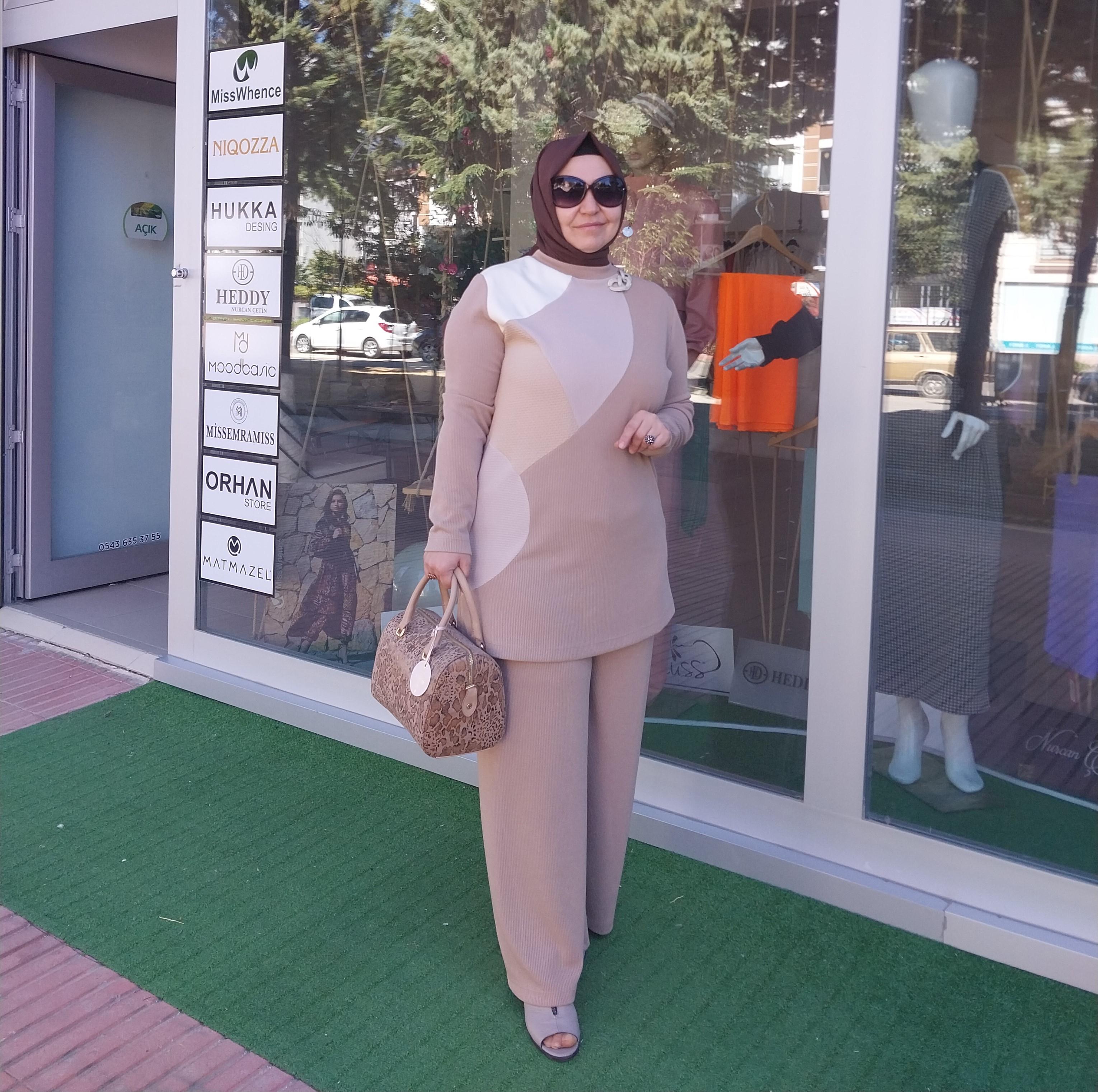 ORHAN STORE DERİ DETAYLI TRİKO PANTOLONLU TAKIM BEJ 1920