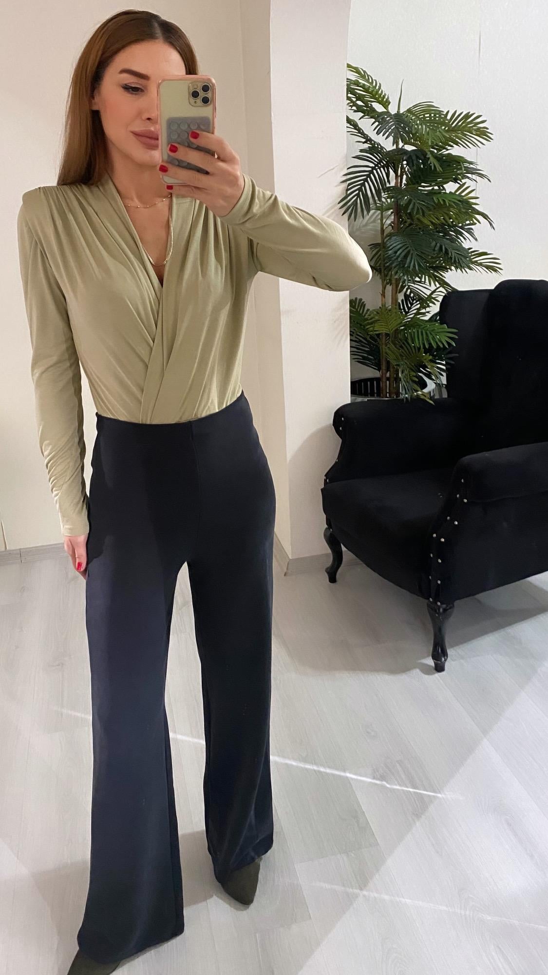 YENİ SEZONAntrasit Yüksek Bel Bol Paça Pantolon