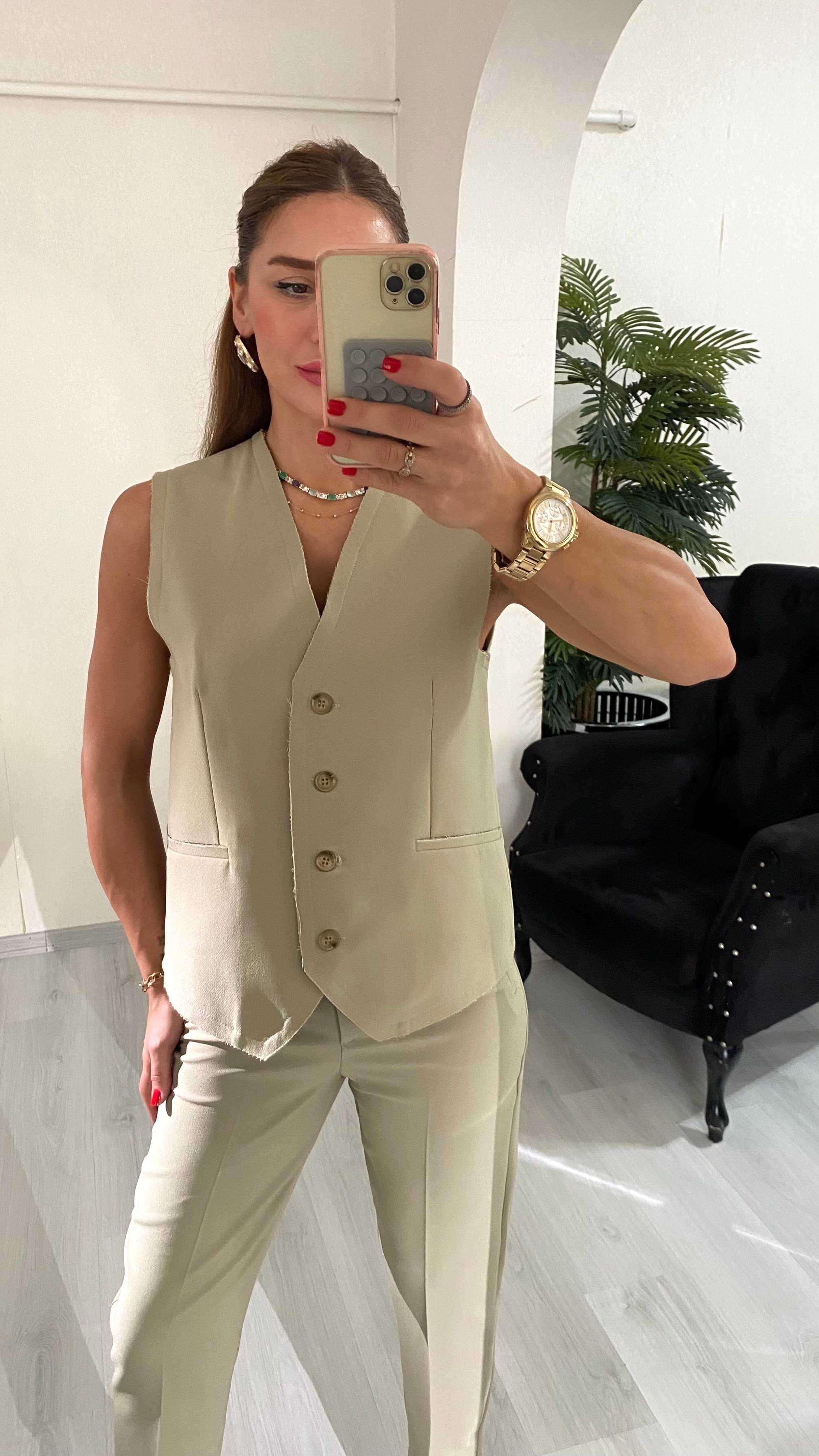 YENİ SEZONHaki Premium Düğmeli Astarlı Yelek