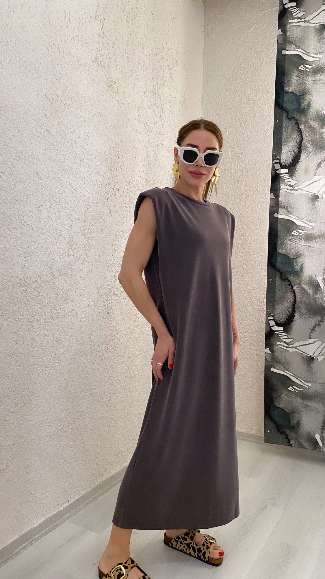 YENİ SEZONPremium Kahverengi Bisiklet Yaka Vatkalı Modal Elbise