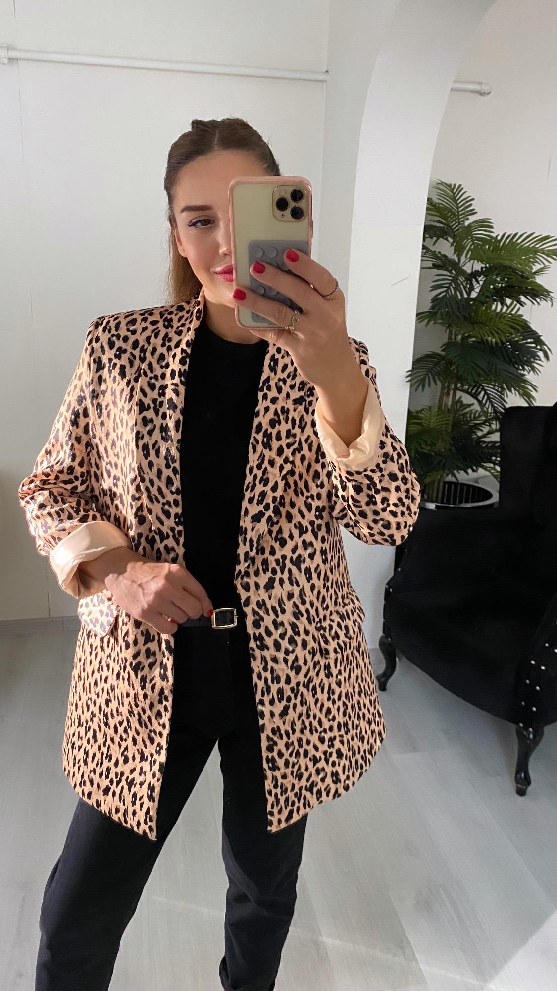 YENİ SEZONPremium Kalite Leopar Astarlı Double Kumaş Blazer Ceket Leopar